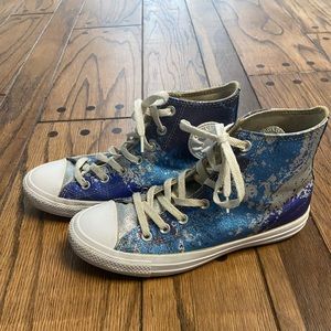 Converse hybrid shine Chuck Taylor All Star high top with glitter finish. Size 8